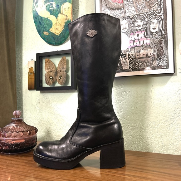 ⚡️Vintage Knee High Harley Davidson Chunky Platform Boots⚡️ - Picture 1 of 8